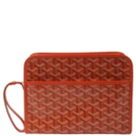Goyard Jouvence GM Goyardine Canvas Toiletry Pouch Clutch Bag in Orange