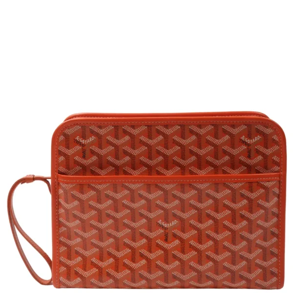 Goyard Jouvence GM Goyardine Canvas Toiletry Pouch Clutch Bag in Orange