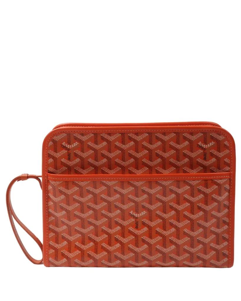 Goyard Jouvence GM Goyardine Canvas Toiletry Pouch Clutch Bag in Orange