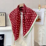 Fendi Roma 1925 Vintage Polka Dot Luxury Silk Square Scarf in Bordeaux Wine & Blush Pink with Mint Green Border (90cm x 90cm)