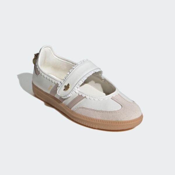 Adidas Originals Samba Jane Mary Jane Ballet Sneakers in Off-White / Wonder Taupe