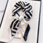 Monochrome Chevron Zigzag & Golden Polka Dot Silk Square Scarf (70cm x 70cm)