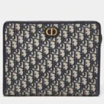 Dior Blue Oblique Canvas and Leather 30 Montaigne Pouch