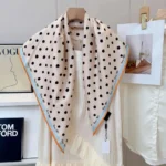 Vintage Polka Dot & Heritage Roma 1925 Luxury Silk Square Scarf with Sky Blue & Tangerine Border (90cm x 90cm)