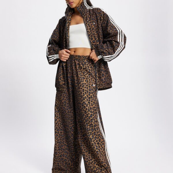 Adidas Originals Leopard Print Oversized Tracksuit Set (Zip Jacket & Wide-Leg Pants)