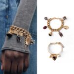 Vintage Gold Charm Bracelet Set with Pearl, Heart & Beetle Charms for Women