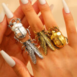 Vintage Insect Statement Ring Set with Beetle & Cicada Designs for Women