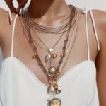 Boho Multi-Layered Necklace Set with Gold Chains, Cord Accents & Medallion Charms for Women