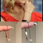 Minimalist Fine Thread Red & Blue Bracelet with Four-Stone Zircon Charm for Women