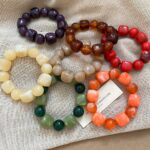 Colorful Chunky Acrylic Bead Stretch Bracelets Set for Women