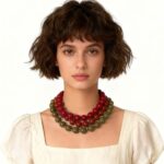 Classic Chunky Beaded Choker Necklace with Adjustable Chain for Women