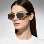 Chanel Interlocking CC Cut-Out Temple Geometric Hexagonal Sunglasses in Polished Gold & Noir Black – Mirror Original Quality