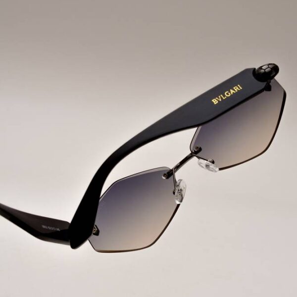 Bvlgari Serpenti Hexagonal Rimless Beveled Geometric Sunglasses with Gradient Lenses – Mirror Original Quality